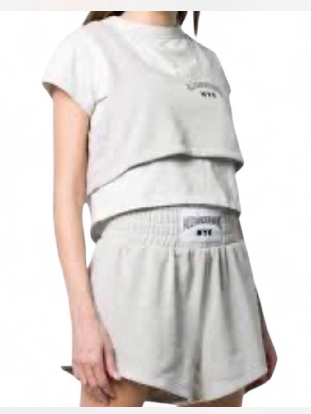 🔝 $525 ALEXANDERWANG.T GREY CROP TOP & SHORTS Size M